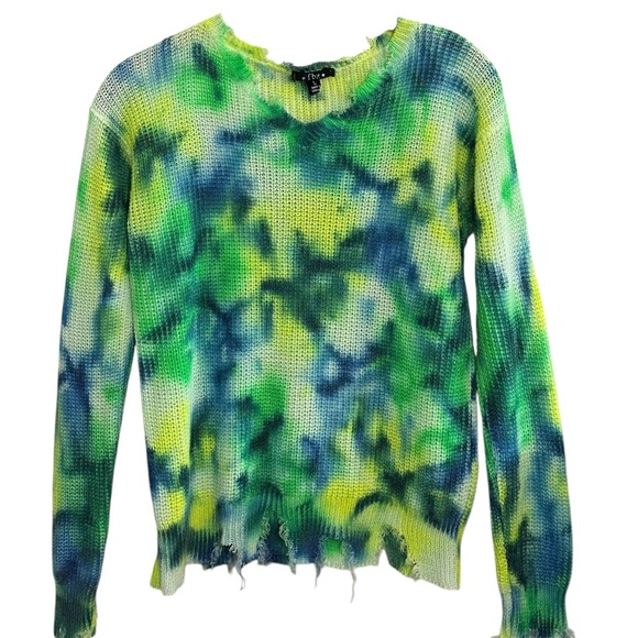 Girl's Flower by Zoe Distressed Tie-Dye Knit Sweater - Large - Picture 1 of 6